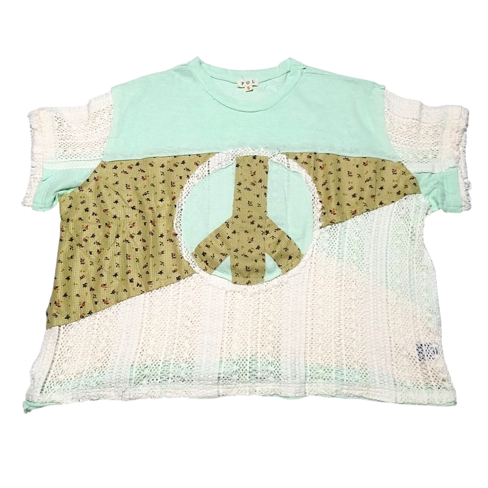 ◾NEW◾WOMEN'S (SIZE S) POL SHORT SLEEVE PEACE SHIRT